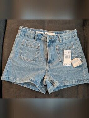 Mango Light Blue Denim High-Rise Women’s Shorts